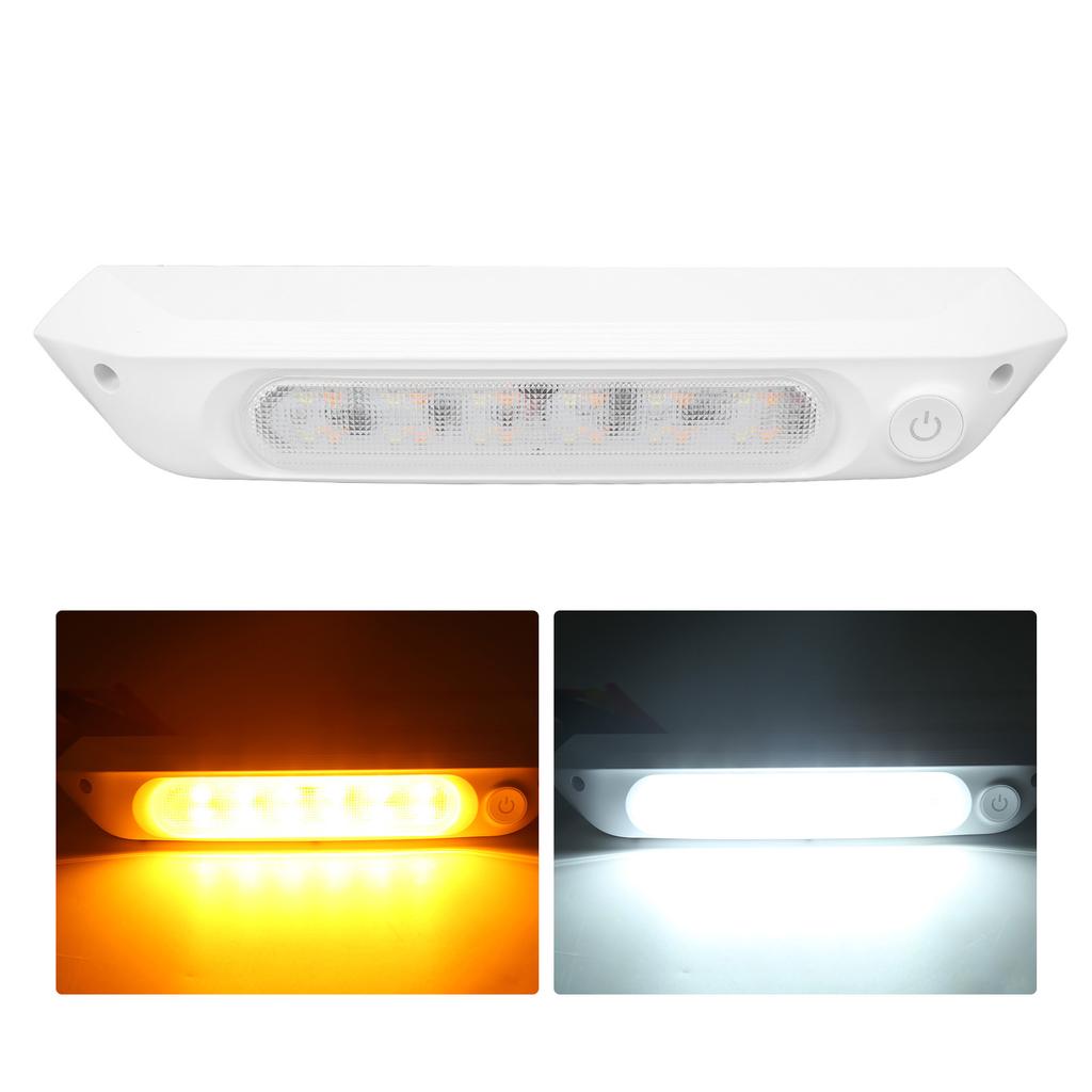 Dual Color LED Awning Light RV Porch Light 8W Waterproof Utility Strip Light for Yacht Caravan White Shell
