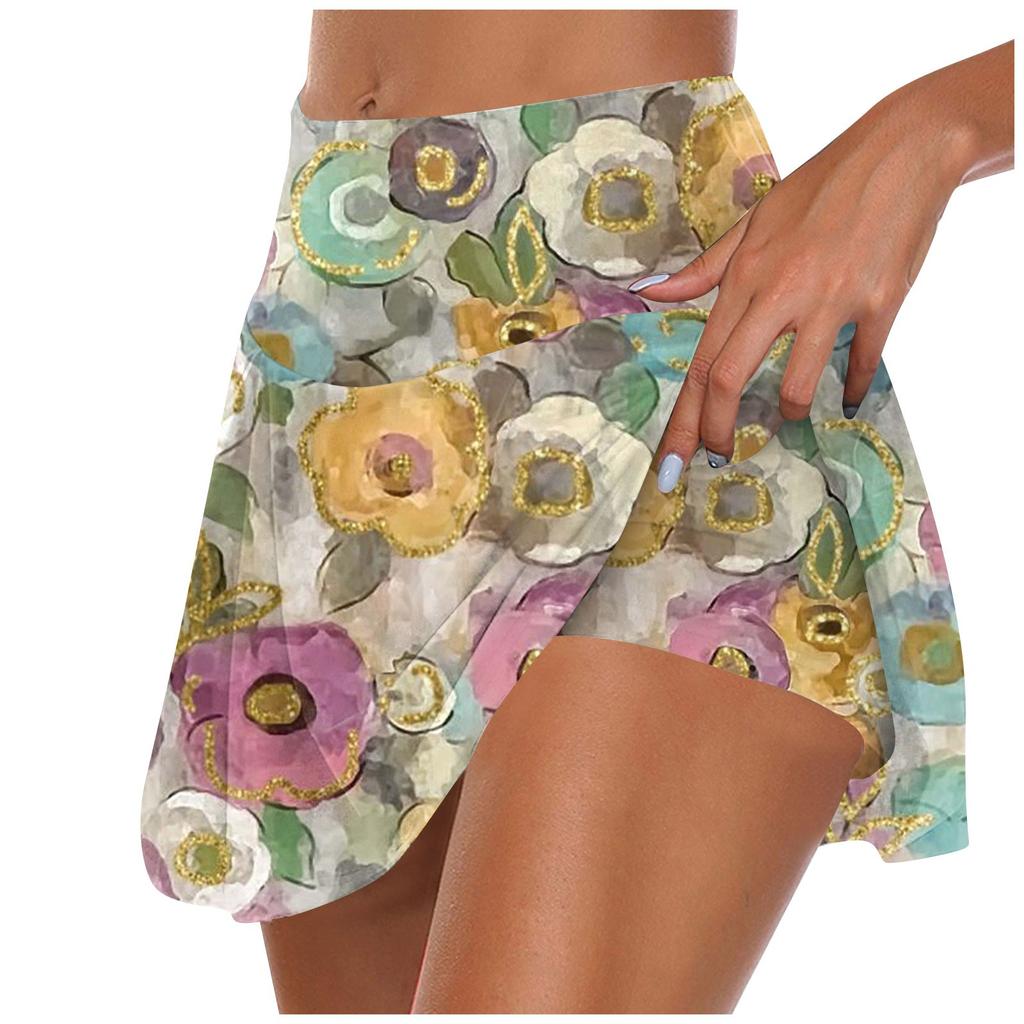 Женские спортивные эластичные плиссированные теннисные юбки для бега, йоги, внутренние шорты, эластичные спортивные шорты для гольфа