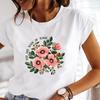 (Asian Size) Trend Cartoon Flower Cute Women Tee Top Clothing Casual Printing Short Sleeve T Shirt Fashion Printed Lady Female Graphic T-shirts