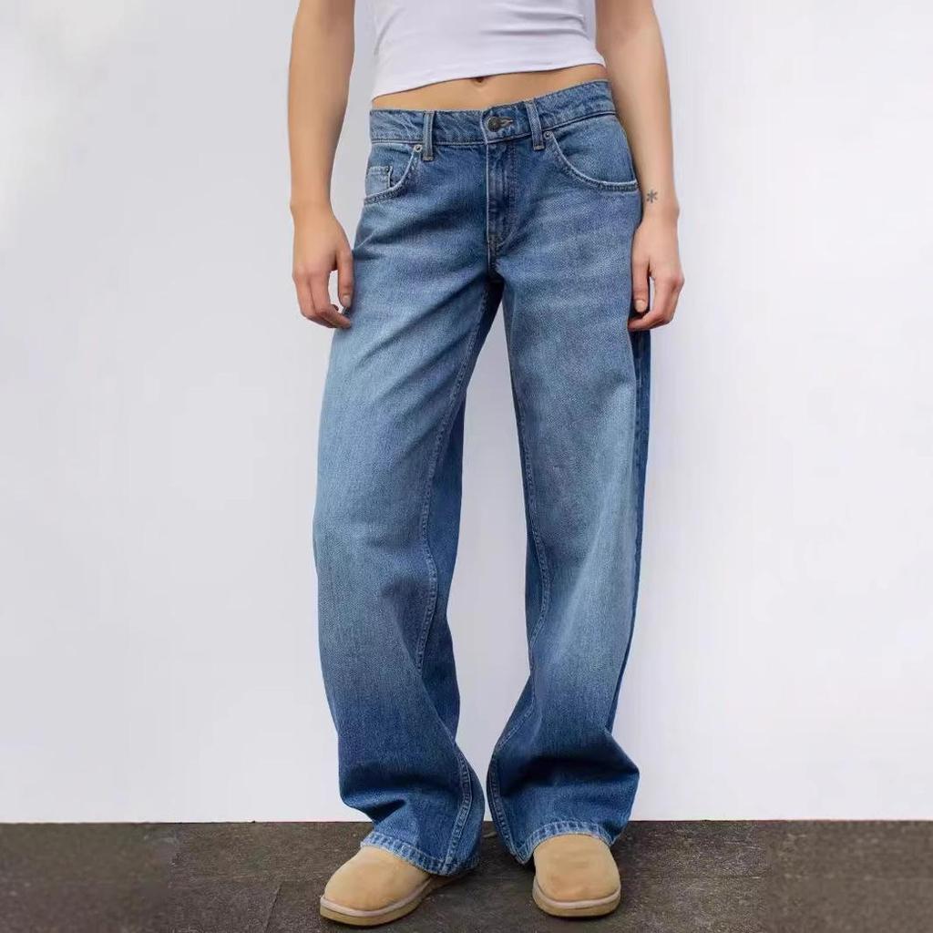 European & American Washed High Waist Wide Leg Jeans