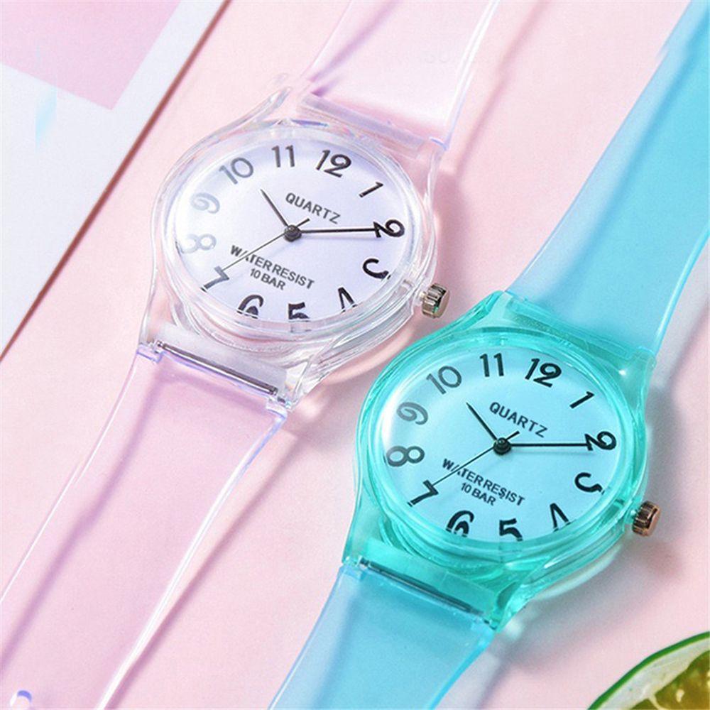 Women Transparent Silicone Wristwatch Student Clock Jelly Quartz Watch Candy Wrist Watch