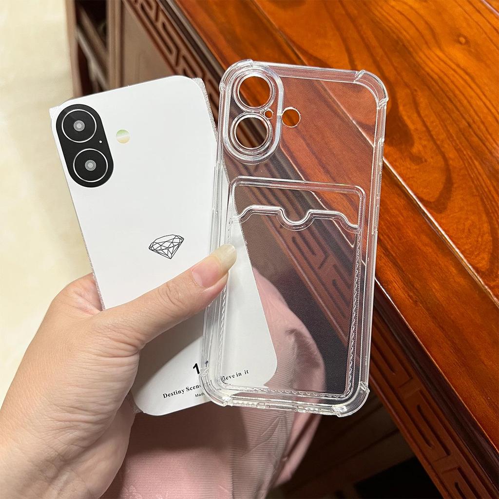 Прозрачный чехол для телефона с держателем для карт для iPhone 14/12 Pro - Мягкий чехол