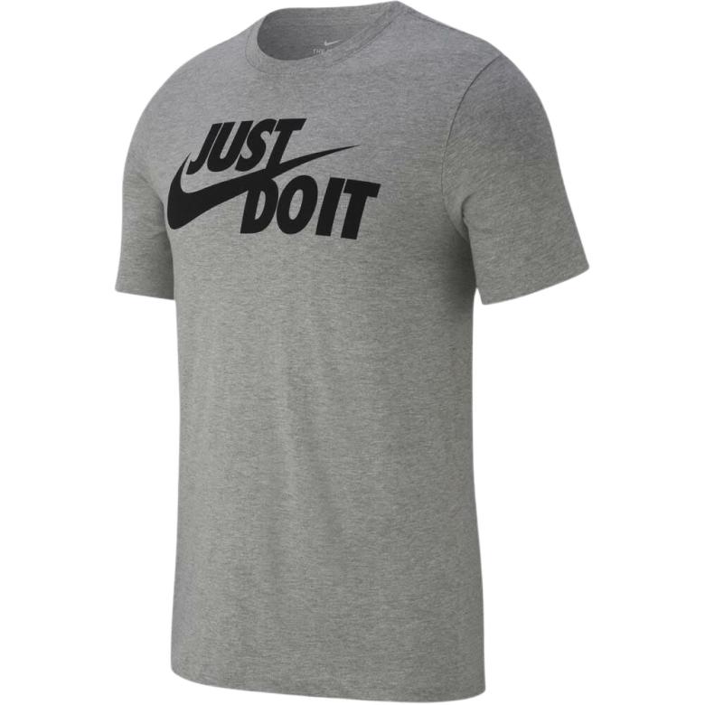Nike Повседневная спортивная футболка с коротким рукавом и галочкой — мужские топы Just Do It серого цвета AR5006-063