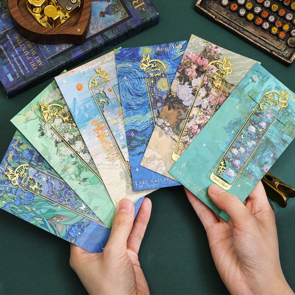 Oil Painting Metal Bookmark Metal Pagination Mark Multifunctional Reading Book Clip  Gifts