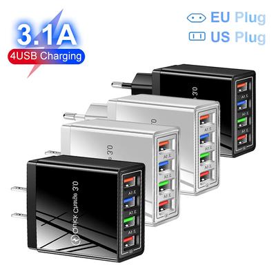 4-портовое USB-зарядное устройство Quick Charge 3.0 для iPhone Samsung Xiaomi планшета настенный адаптер для зарядки мобильного телефона вилка ЕС США быстрая зарядка