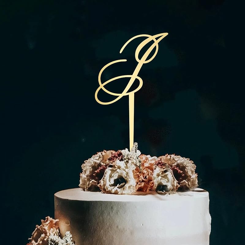 Топпер для торта с первой буквой K, монограмма, акриловый топпер для кексов, забавные аксессуары для торта для украшения свадебной годовщины, дня рождения, вечеринки, зеркальное золото