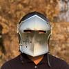 Silver Black Barbuta Medieval 18g Mild Steel Helmet LARP Cosplay Halloween Costume Barbuta Visored Warrior Helmet Gift