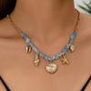 French Retro Natural Stone Bead Necklace Beach Ocean Series Pendant Collarbone Chain for Women