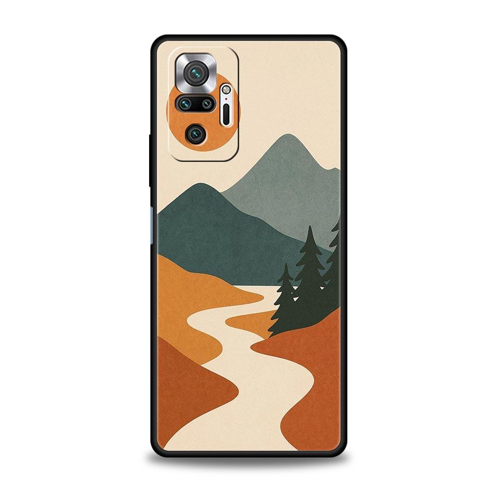 Абстрактный Рассвет в Горах Линия Чехол для Телефона Для Xiaomi Redmi Note 15 14 13 12 5G 11 10 Pro Plus 4G 9S 14C 13C 12C 10C TPU Чехол