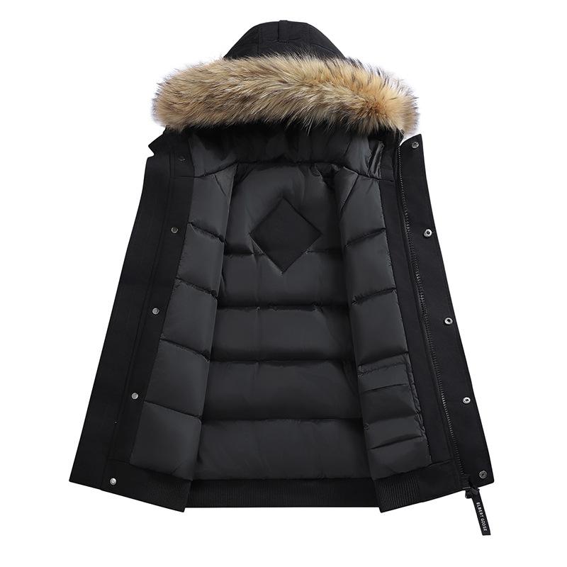 Мужская короткая зимняя куртка на гусином пуху - 80% белого утиного пуха, теплая и утолщенная, в стиле пилот, доступен вариант для пары