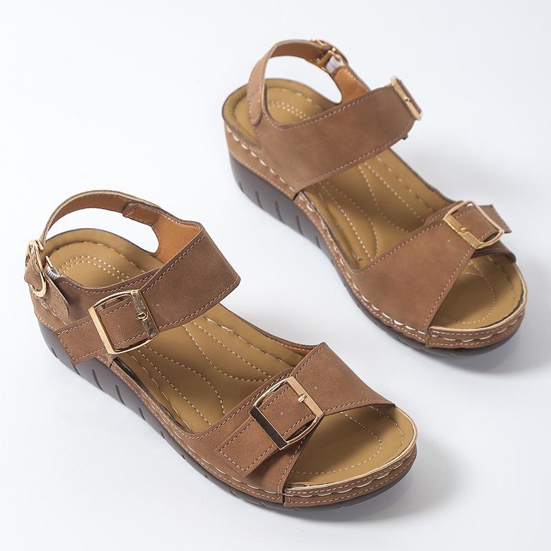 Fashion Buckle Wedge High Heel Sandals for Women Comfort Soft Platform Sandals Woman Light Non-Slip Sandalias Mujer Plus Size