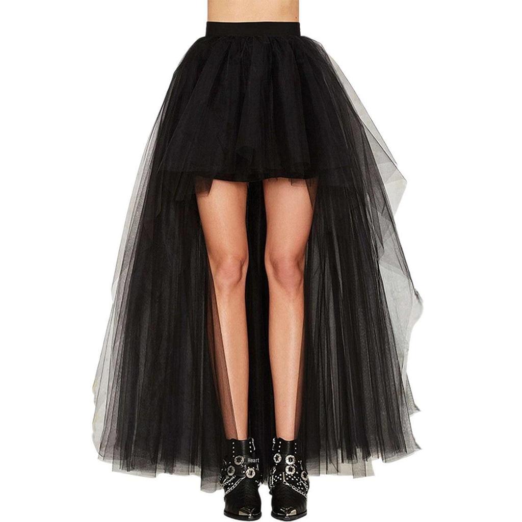 Swallowtail Sexy Black Mesh Tutu Skirt: European & American Style, Short Front, Long Back, Puffy Design for Adults