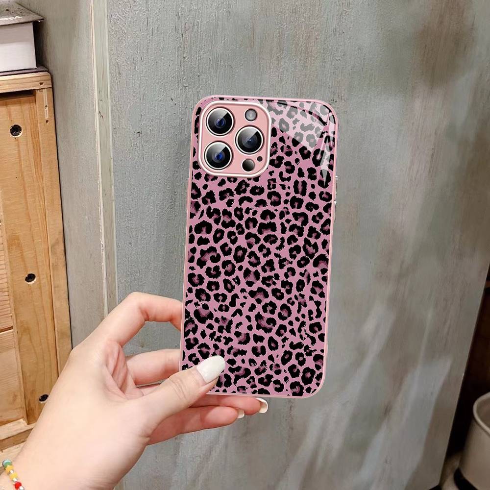 Закаленное стекло с принтом леопарда и гепарда для iPhone 14 13 12 11 Pro Mini XS MAX 14Plus X XS XR Чехол