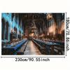 2D flat, 1pc 2D flat banner background cloth - a magical and mysterious castle banquet hall scene background