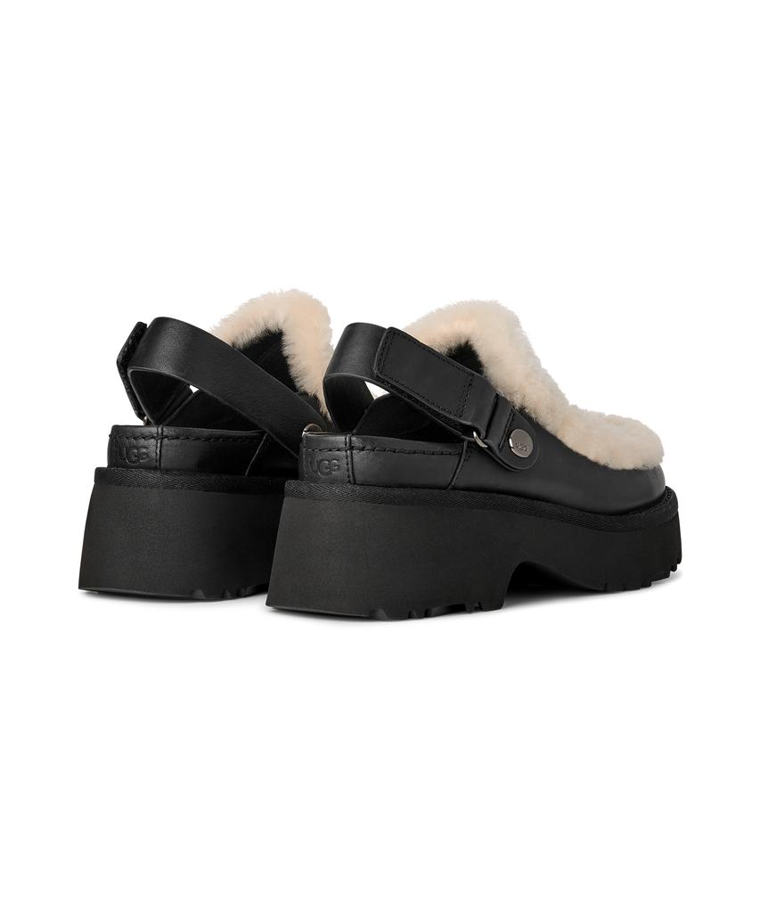 Ugg [Women] Suede Wool Trim Leather Clogs (Esmi Leather Clogs) - Black / 1171507-Blk