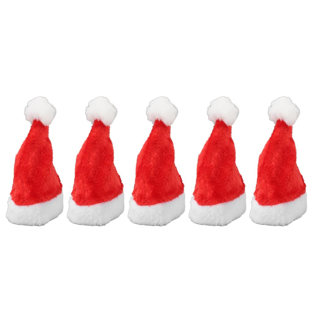 5 шт. Рождественская шапка для питомца, красная плюшевая, на резинке, милая шапка Санты для собаки, кошки, питомца, для праздничной вечеринки, костюмов