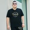 Fat Men's Fat Plus Large Yards New Hot Gold Short-sleeved T-shirt Ice Cotton Stretch Half-sleeved Body Shirt Shirt Oversized