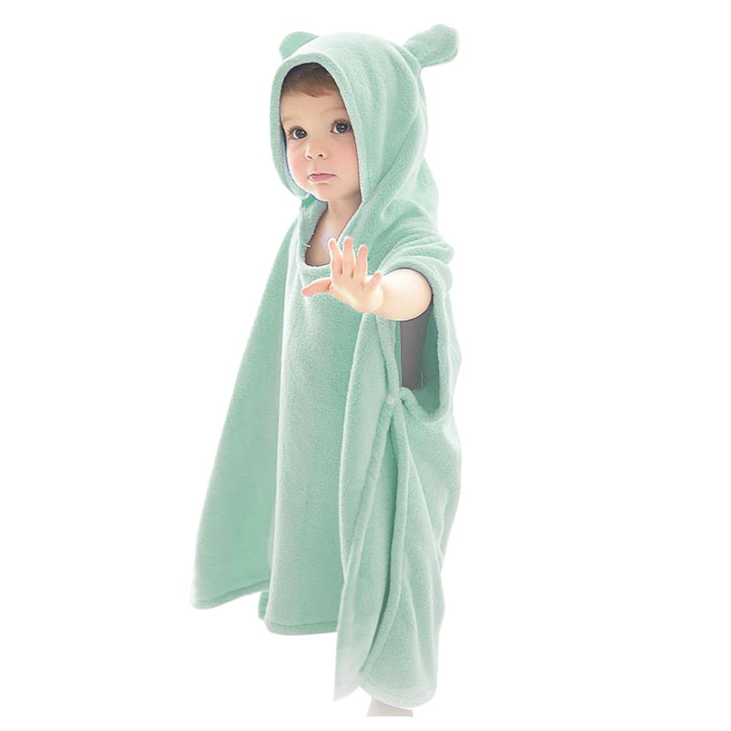 ARCADY Bathrobe, Baby/Kids Bath Poncho, Hooded Bath Towel (Almond Green, Size M), Perfect as a Baby Shower Gift