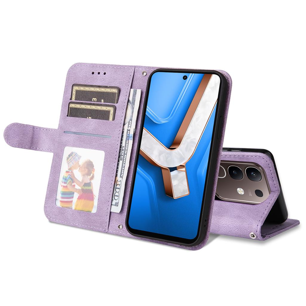 For Vivo Y29 4G Leather Wallet Cases Skin Touch Phone Cover Stand with Strap