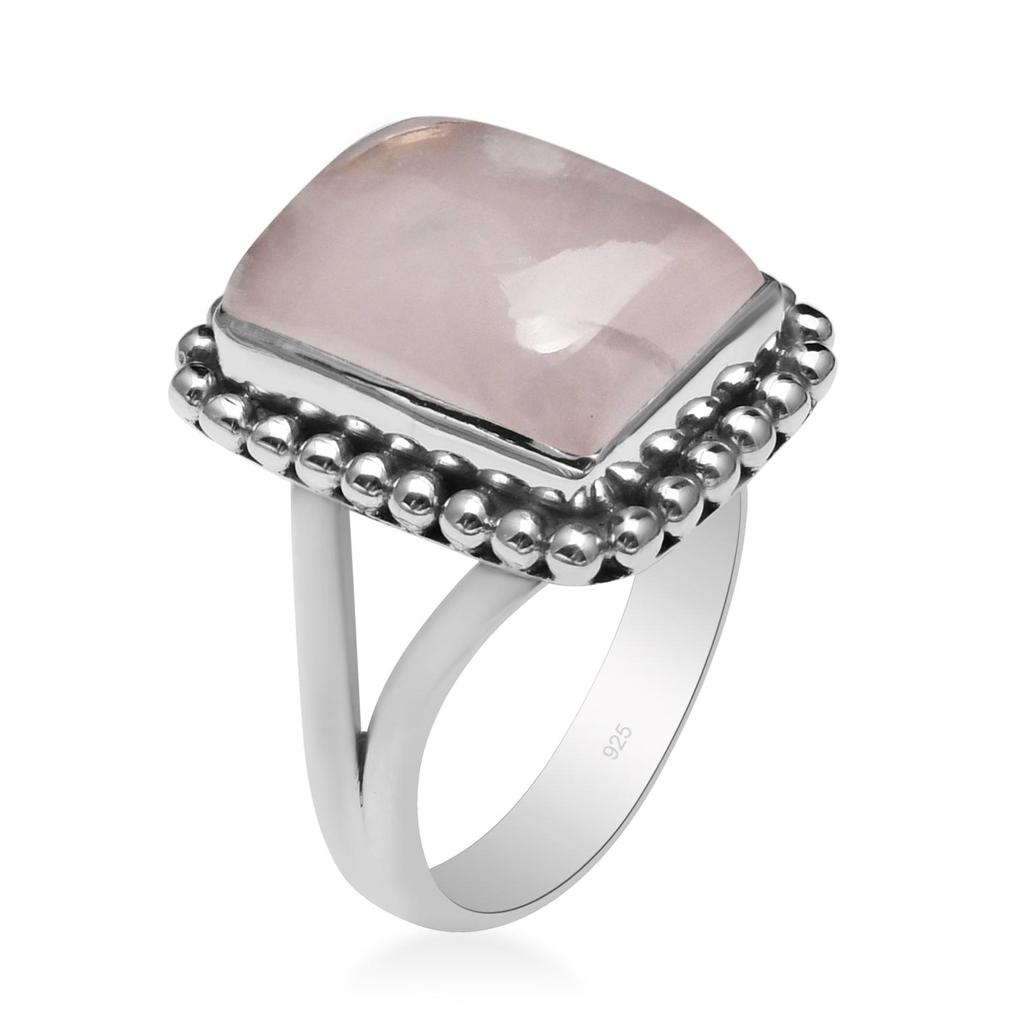 Кольцо из натурального розового кварца с бисером из стерлингового серебра 925 пробы для женщин и девочек