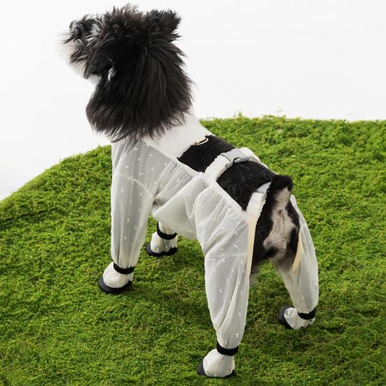 Pet Anti Dust Pants Waterproof Anti-Slip Dog Paw Protector Shoes Rain Boots with Adjustable Suspender