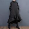 Long Sleeve Cotton Padded Women Casual Loose Autumn Winter Dress