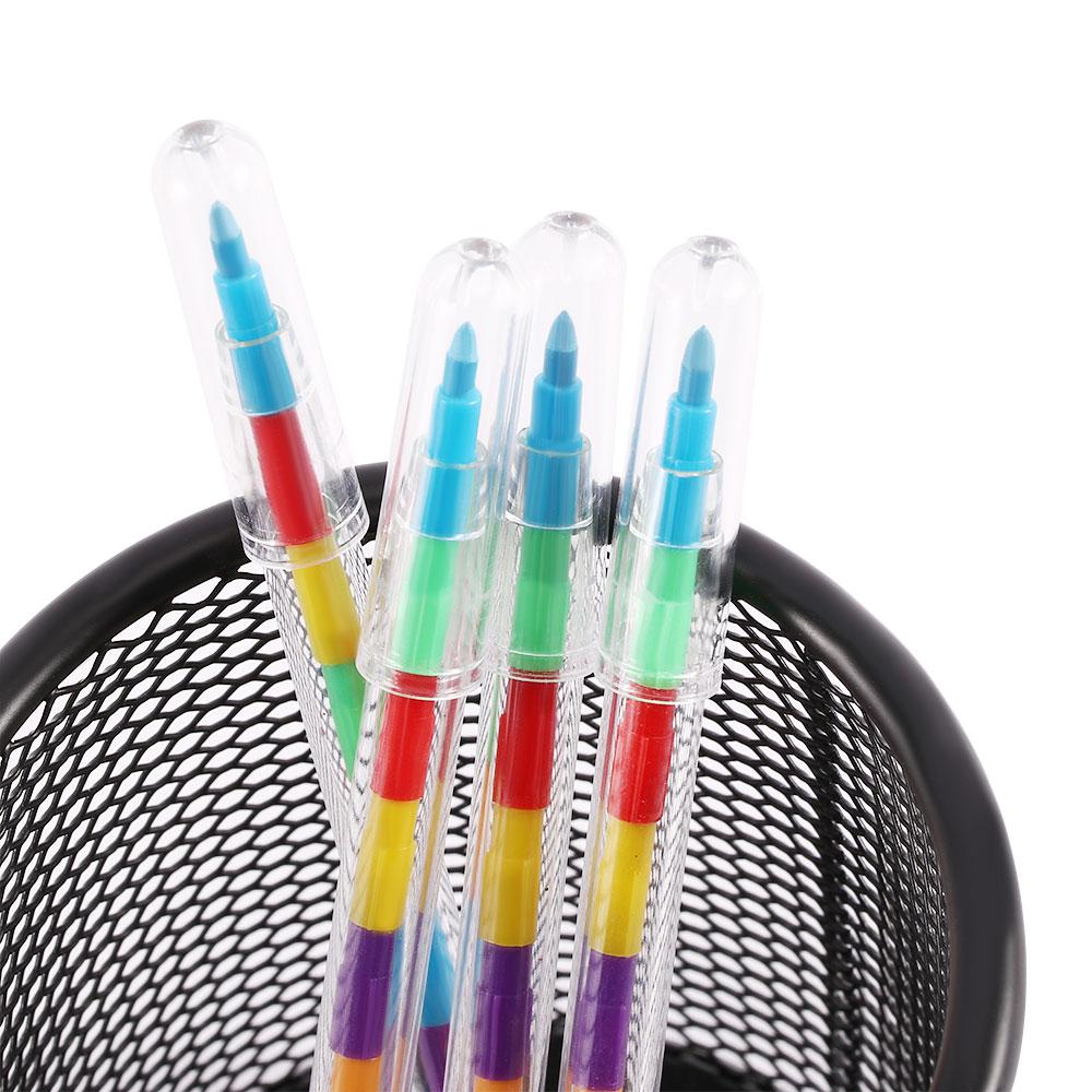 Student Drawing Art Kids Stacker Pen 10 Color Stationery Painting Pen Graffiti Crayon Pencils