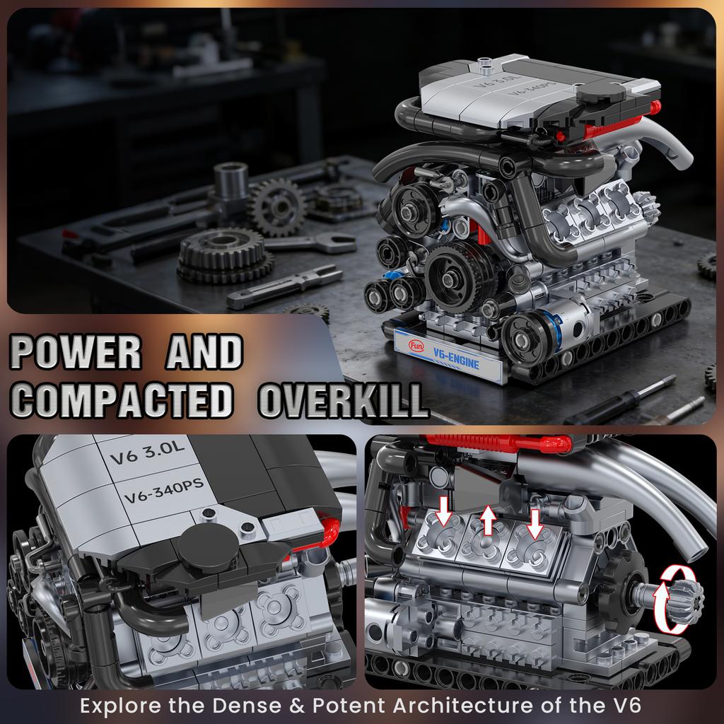 711Pcs Sports Car Engine 3-In-1 Building Blocks Toys Set, Creative Home Decor, Engine Model Assembly Toy, Kids Birthday Gift