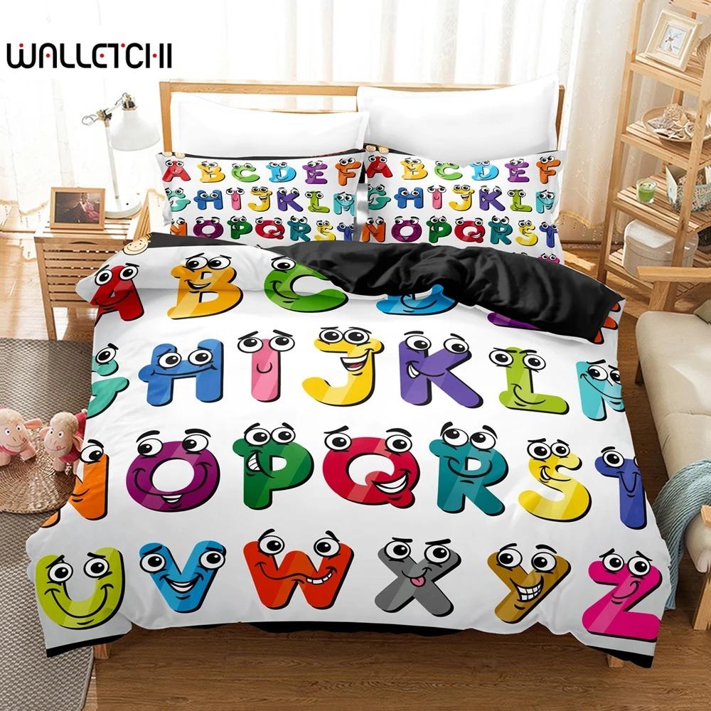 Комплект постельного белья Alphabet Lore Single Twin Full Queen King Size Комплект постельного белья для девочек и мальчиков Пододеяльники для спальни Аниме Пододеяльник