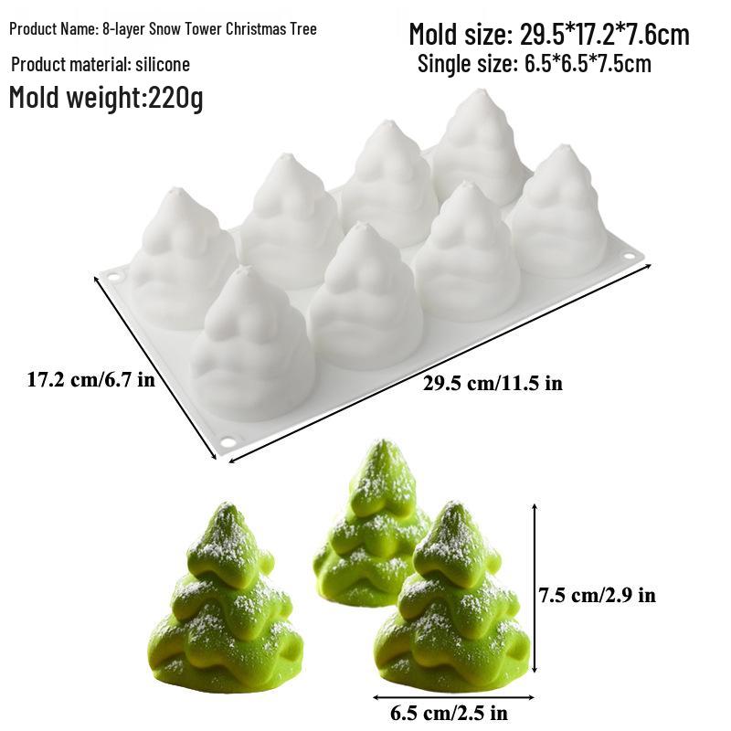 Силиконовая форма Shenhong с 6 ячейками «Рождественская елка и Санта» для муссового торта и выпечки шоколада