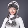 Fur Hat Female Winter Rex Rabbit Hair Middle Old Lady Warm Grandma Hat Mother Hat Old Man Hat Hair Scarf