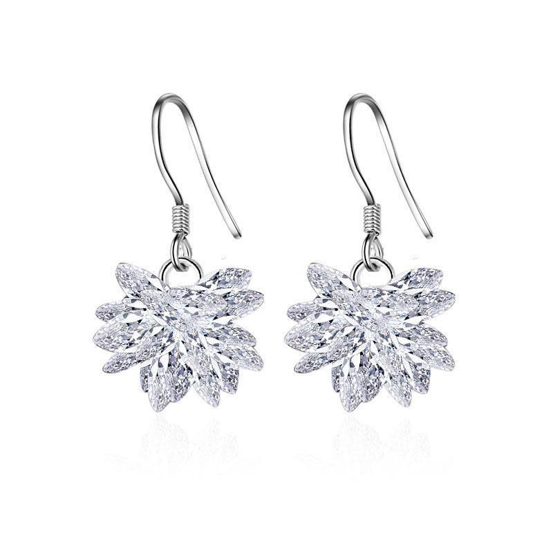 Серьги Ice Flower Temperament Ear Hooks Серьги для женщин Модные украшения для вечеринок Сверкающие аксессуары Повседневная одежда Подарок для подруг