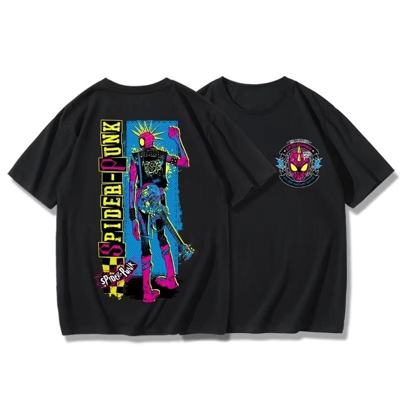 2026 Marvel Genuine American Punk SpiderMan Personalized Printing Men And Women With The Same Tshirt Shortsleeved TopJacket