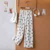 Белые брюки-палаццо из молочного фу с принтом собачьих лап, женские летние тонкие новые маленькие драпированные брюки из ледяного шелка Ямамото