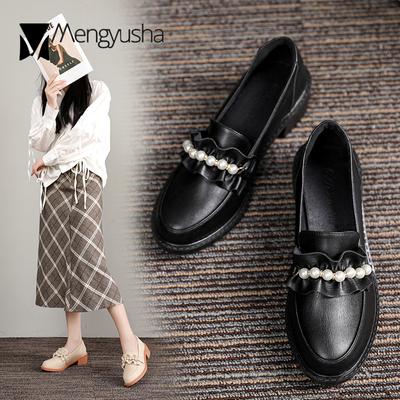 Модные шикарные матовые и лакированные кожаные оборки, бусины, оксфорды, женская обувь, мокасины, круглый нос, толстый каблук, броги, женская обувь, неглубокие жемчужные балетки