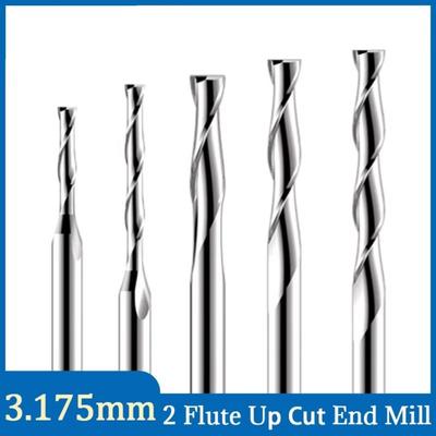 Двухзаходная концевая фреза по дереву 1/8"(3.175mm) Фрезы спиральные твердосплавные с восходящей стружкой HRC45 2.0-3.175мм Фреза для ЧПУ обработки