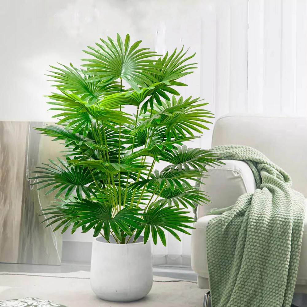 9-18 Leaves Artificial Fan Leaf Plant Fern Plant Palm Tree  Living Room Balcony Decoration
