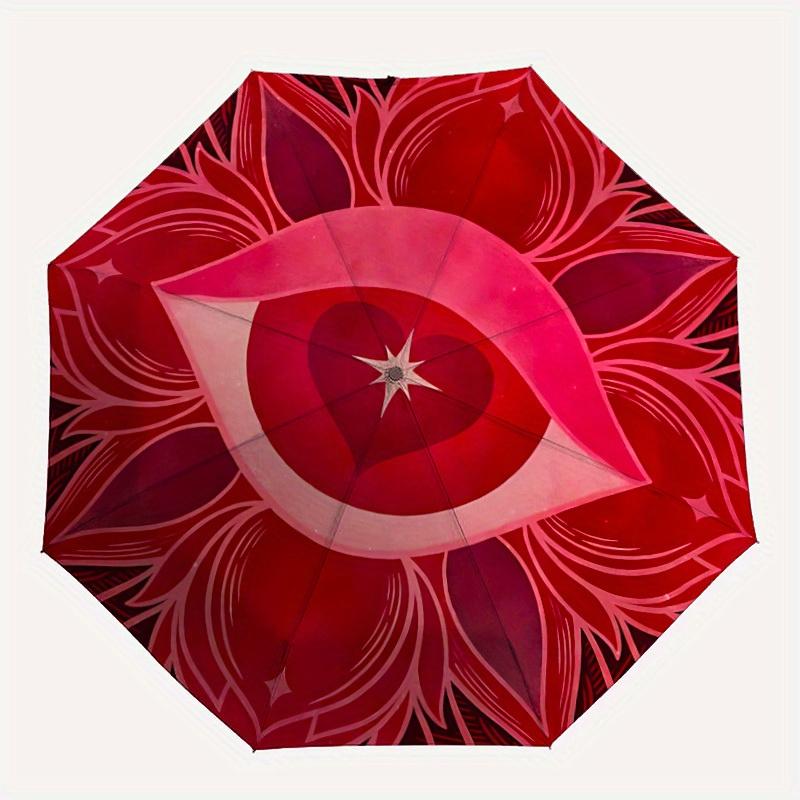 1pc Heart Star Mandala Automatic Open/close Folding Umbrella, Compact Portable Travel Umbrella,Cute Umbrella, Durable Construction yy250804065