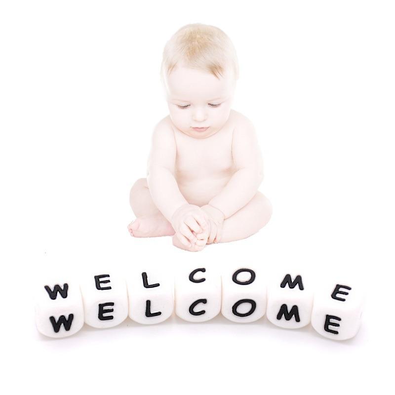 26 шт. AZ 12 мм, силиконовые бусины с буквами, детские прорезывания зубов, английские буквы алфавита, без BPA, бусины, подарки для детского душа