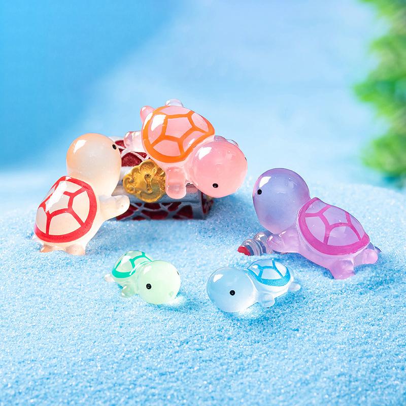10Pcs Mini Turtles Luminous Ornament Figures Tiny Turtles Micro Fairy Garden Landscape Fish Tank Landscaping Accessories