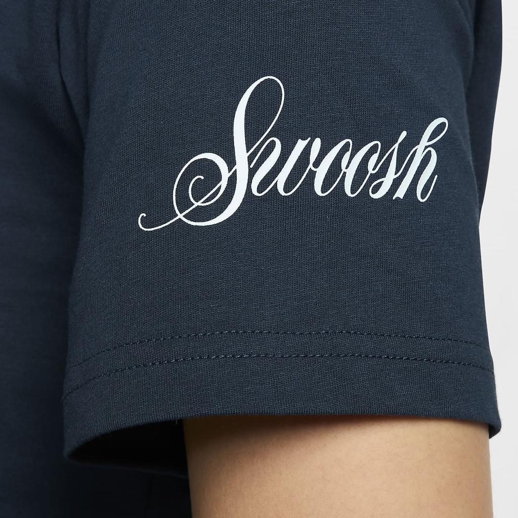 Nike Свободная Мягкая Легкая Хлопковая Футболка с Круглым Вырезом и Коротким Рукавом Женские топы Темно-синий FZ2856-478