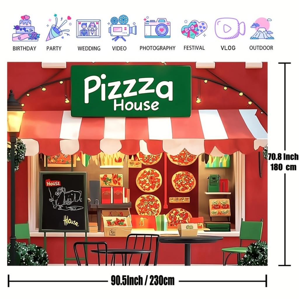 2D plane 1 piece of shiny pizza house party background is often suitable for photography and is suitable for cooking activities