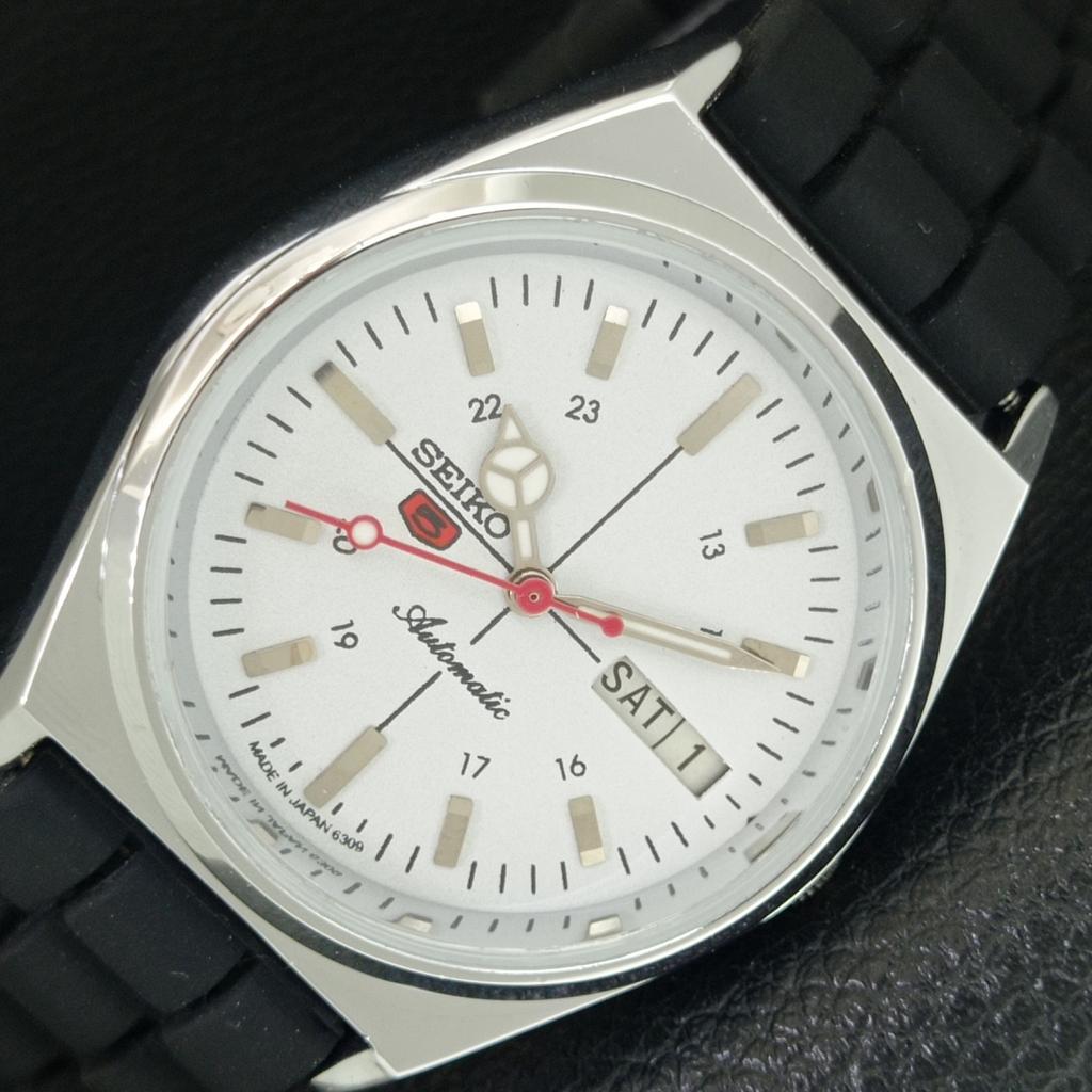ОТРЕМОНТИРОВАННЫЕ SEIKO 5 АВТОМАТИЧЕСКИЕ 6309A ВИНТАЖНЫЕ ЯПОНСКИЕ МУЖСКИЕ БЕЛЫЕ ЧАСЫ a442873-1