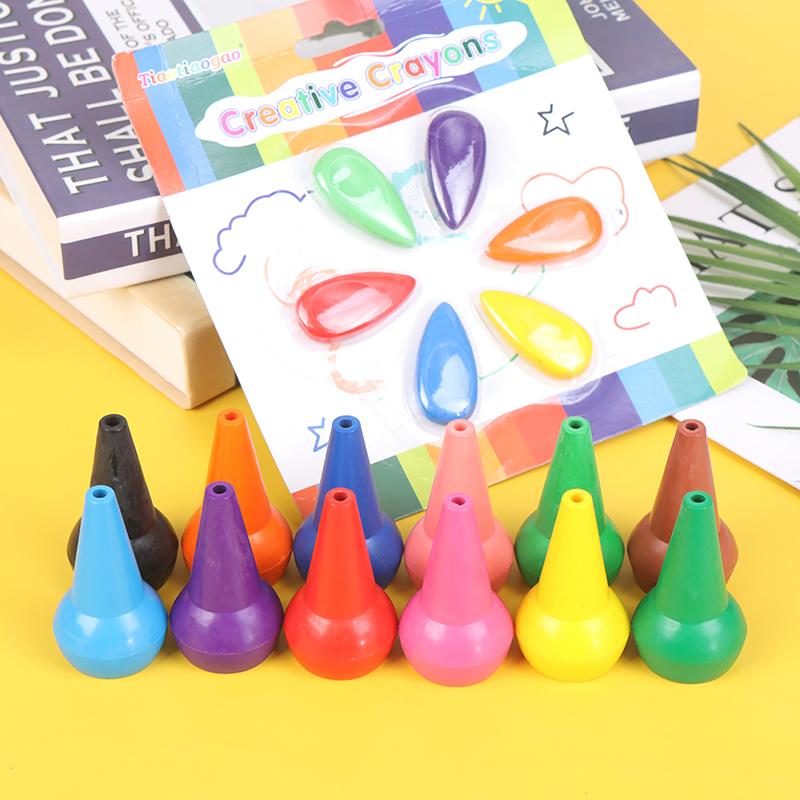 12Pcs Non-Toxic Children Safety Color Crayons Baby 3D Finger Art Supplies