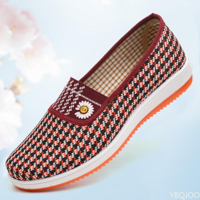 Модная этническая обувь для женщин, парусиновые туфли с цветочным принтом на плоской подошве, повседневные туфли-лодочки, мягкие, противоскользящие, для ежедневной носки, одинарные, с платформой