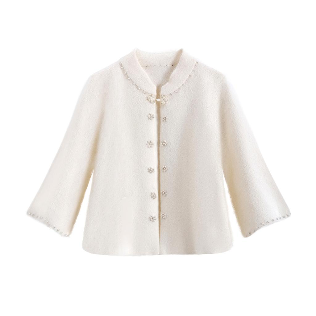 Женский модный кардиган с рукавами высокого класса, однотонная вязаная куртка