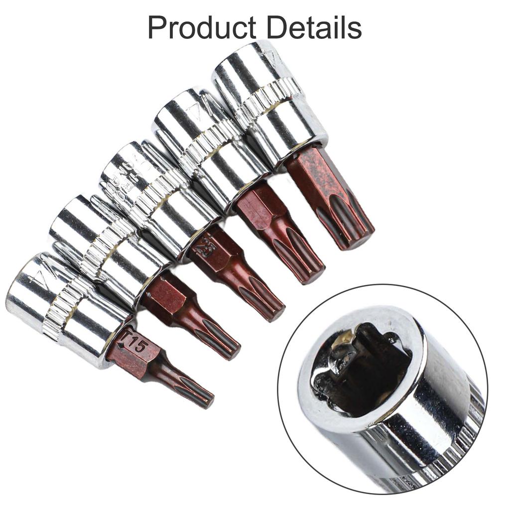 5 шт. Для бит Torx отвертки 1/4 дюйма Головки под Torx Инструменты для T15 / Для T20 / Для T25 / Для T30 T40 Аксессуары для электроинструмента