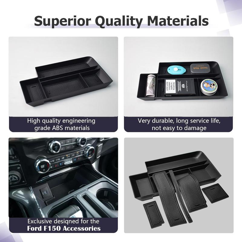 Middle Center Console Organizer Tray for Ford F150    2024 2025 & Lightning XLT -2025  Secret Pocket Lid Car Box