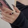 Модное квадратное черное кольцо с горным хрусталем на палец для женщин, уникальное регулируемое открытое кольцо, ювелирный аксессуар