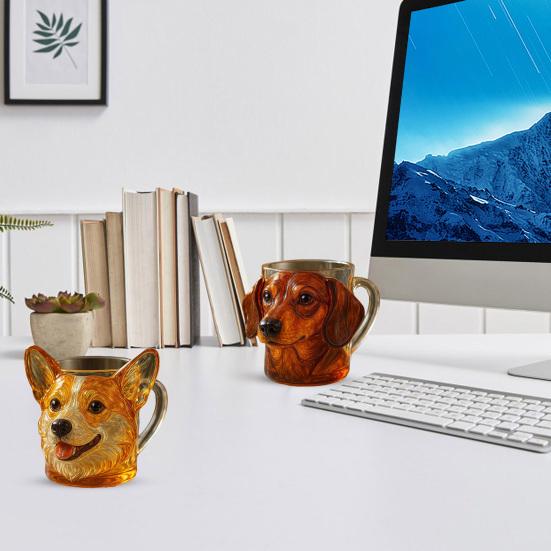 3D-морда собаки, стеклянная кружка, забавная чашка для воды, 11 унций, гравировка, креативный контейнер для напитков, забавный скульптурный стеклянный подарок для любителей собак